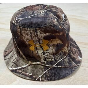 Under Armour Kids Reversible Bucket Hat Realtree Camo Blaze Orange Hunting Hat